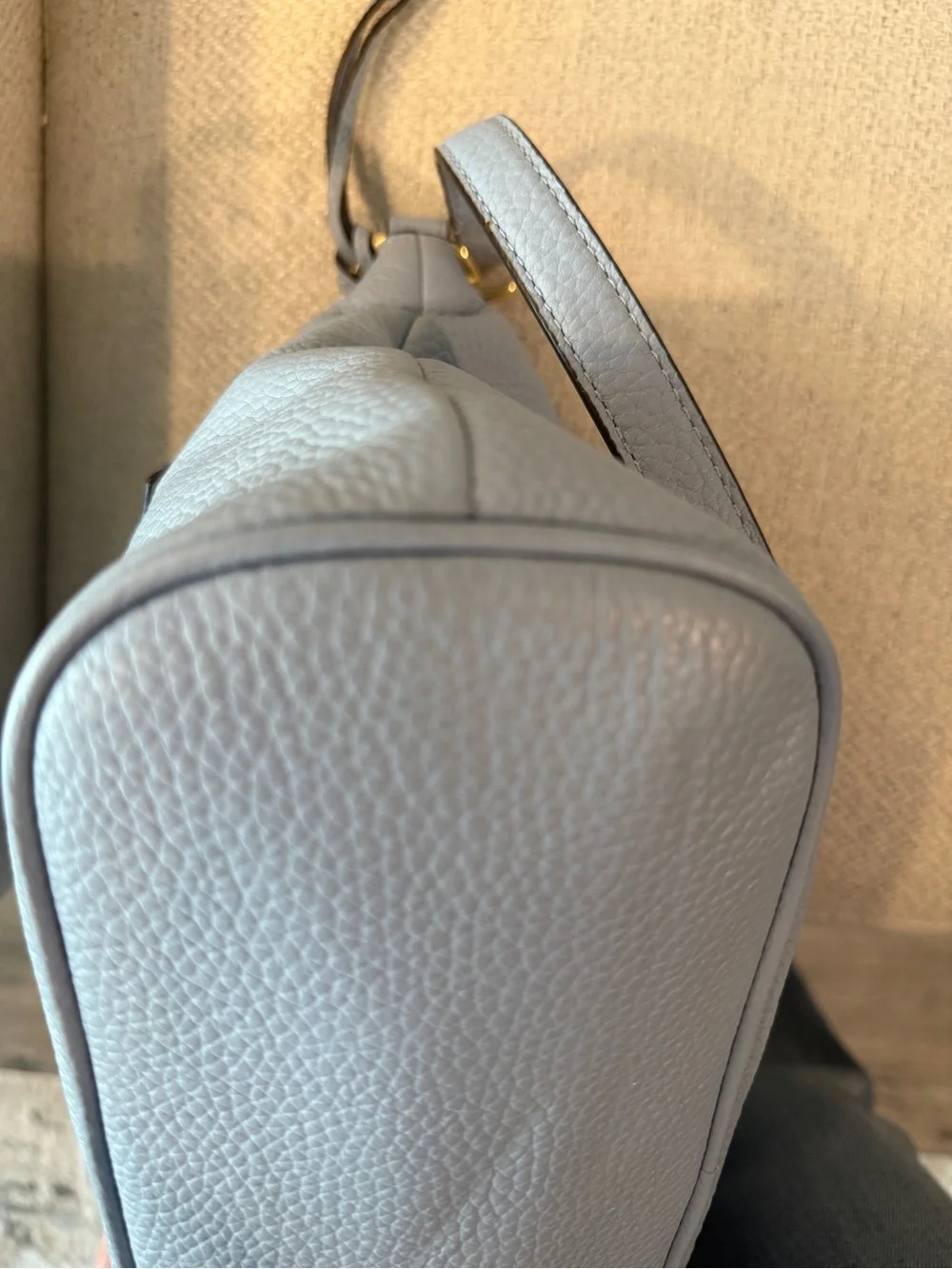 Michael Kors Pale Blue Pebbled Leather Shoulder Bag with Gold Tone Hardware